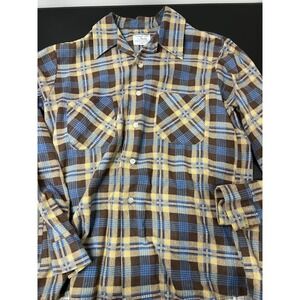 Vintage 1970s Donlin Permanent Press Cotton Flannel Size M Made in USA